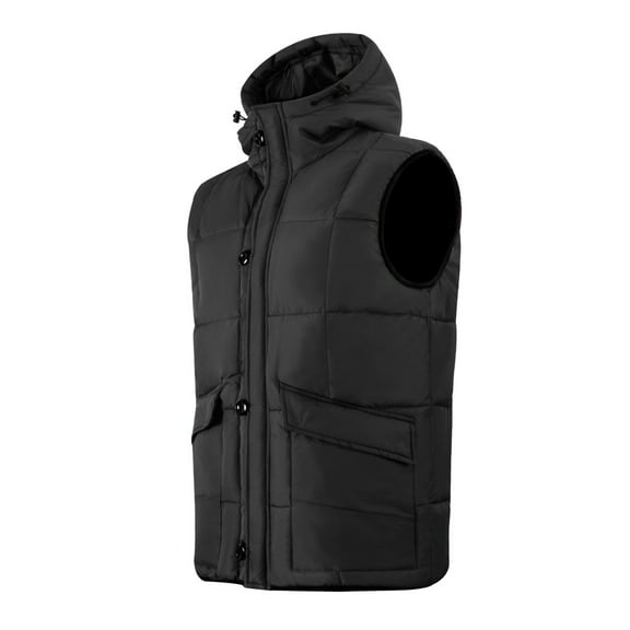 dzxyzu Men's Puffer Vest Hooded Vest Outdoor Winter Vest Casual Water-Resistant Jacket Thicken Vest Outdoor Vest Top Riding Skiing Fishing Puffer Sleeveless Vest Black