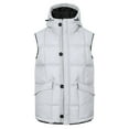 thumbnail image 1 of dzxyzu Men's Puffer Vest Hooded Vest Outdoor Winter Vest Casual Water-Resistant Jacket Thicken Vest Outdoor Vest Top Riding Skiing Fishing Puffer Sleeveless Vest Gray, 1 of 8