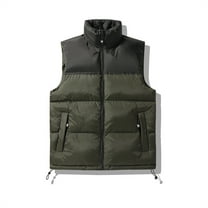dzxyzu Men's Puffer Vest Quilted Sleeveless Puffy Jacket Outerwear Winter Outdoor Warm Coats Water-Resistant Waistcoat Jacket Army Green