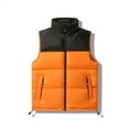thumbnail image 1 of dzxyzu Men's Puffer Vest Quilted Sleeveless Puffy Jacket Outerwear Winter Outdoor Warm Coats Water-Resistant Waistcoat Jacket Orange, 1 of 8