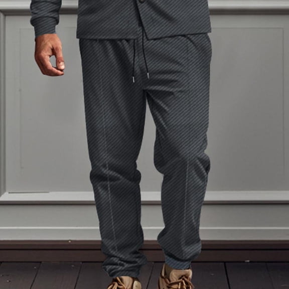 dzxyzu Men's Slim Fit Chino Pant Casual Drawstring Elastic Waist Loose Twill Trousers with Pockets