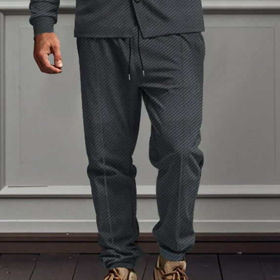 dzxyzu Men's Slim Fit Chino Pant Casual Drawstring Elastic Waist Loose Twill Trousers with Pockets