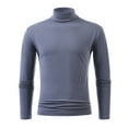 thumbnail image 1 of dzxyzu Men's Slim-Fit Long-Sleeve T-Shirt Casual Turtleneck Solid Color Pullover Sweatshirt Big and Tall Base Shirts Tops Dark Gray, 1 of 4