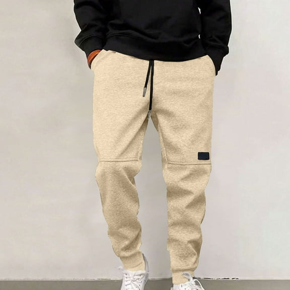 dzxyzu Men's Sweatpants with Pockets Fleece Tapered Joggers Drawstring Waist Athletic Trouser Gym Running Workout Track Pants