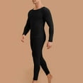thumbnail image 1 of dzxyzu Men's Thermal Underwear Long Johns Set With Fleece Lined Ultra Soft Round Neck Base Layers Top & Bottom Warm Padded Plus Velvet Cashmere Home Clothes Fall Winter Bottoming Suit -Black, 1 of 5
