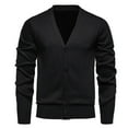 thumbnail image 1 of dzxyzu Men's V Neck Cardigan Sweater Casual Lightweight Button Solid Color Padded Knitted Cardigan Sweater Coat 2024 Winter Saving, 1 of 5