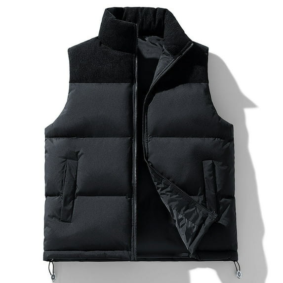 dzxyzu Men's Winter Quilted Vest Padded Puffer Jacket Warm Casual Waistcoat Outerwear Black