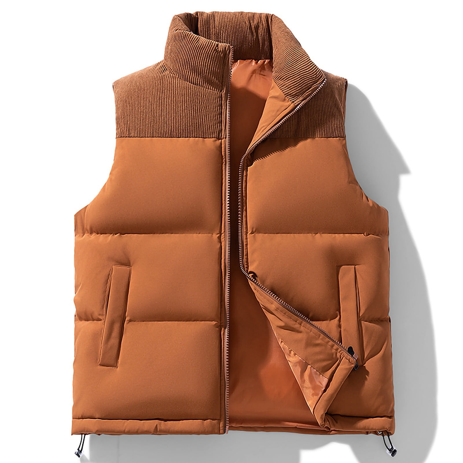 Women's Reversible Puffer Vest | High Stand Collar, Lightweight, Zip Front, Drawstring Hem, Perfect For Fall & Winter - View #9