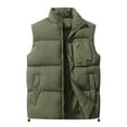 thumbnail image 1 of dzxyzu Men's Winter Stand Collar Vest Warm Padded Puffer Jacket Outdoor Full Zipper Coat Vest Top Riding Skiing Fishing Waistcoat Jacket Army Green, 1 of 4