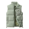 thumbnail image 1 of dzxyzu Men's Winter Stand Collar Vest Warm Padded Puffer Jacket Outdoor Full Zipper Coat Vest Top Riding Skiing Fishing Waistcoat Jacket Green, 1 of 9