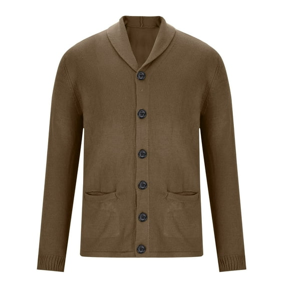 dzxyzu Men's Wool Blend Shawl Collar Cardigan Sweater Long Sleeve Oversize Button Down Knitwear Coat Tops with Pockets 2024 Winter Saving