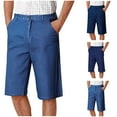 thumbnail image 1 of dzxyzu Mens Below Jeans Knee Length 3/4 Capri Pants Casual Cargo Denim Shorts with Pockets - Blue, 1 of 8