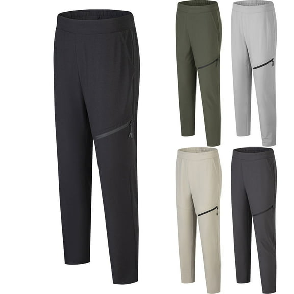 dzxyzu Mens Cargo Pants Casual Lightweight Regular Fit Trousers Elastic Waist Tapered Sweatpants with Pockets - Dark Gray