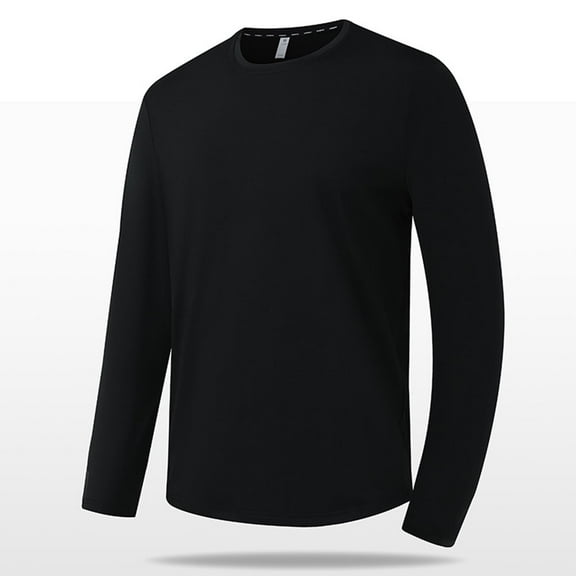 dzxyzu Mens Crewneck Sweatshirts Gym Workout Slim Fit Long Sleeve T-Shirt Performance Athletic Shirts Running Fitness Tee