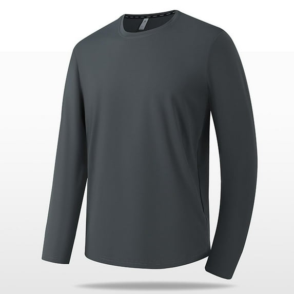 dzxyzu Mens Crewneck Sweatshirts Gym Workout Slim Fit Long Sleeve T-Shirt Performance Athletic Shirts Running Fitness Tee