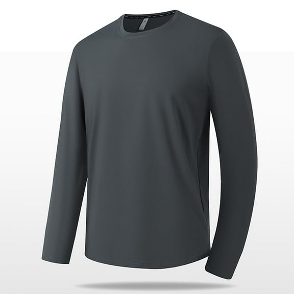 dzxyzu Mens Crewneck Sweatshirts Gym Workout Slim Fit Long Sleeve T-Shirt Performance Athletic Shirts Running Fitness Tee