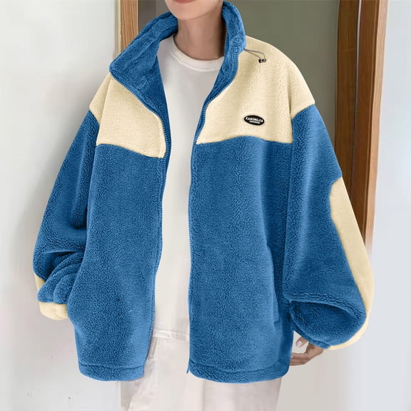 dzxyzu Mens Fuzzy Sherpa Jacket Long Sleeve Fleece Full Zip Open Front Thermal Coat Fall Winter Outwear 2024 Winter Saving