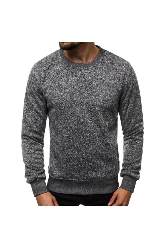 Mens Long Sleeve Shirts - Soft Comfy Slim-Fit Casual Pullover Round Neck Full Sleeves Tee Shir for Men Dark Gray