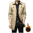 thumbnail image 1 of dzxyzu Mens Mid Long Trench Coat Fashion Plus Velvet Solid Color Zipper Pocket Long Workwear Fall Winter Single Breasted Pea Coat Casual Business Warm Overcoat 2024 Winter Saving, 1 of 9