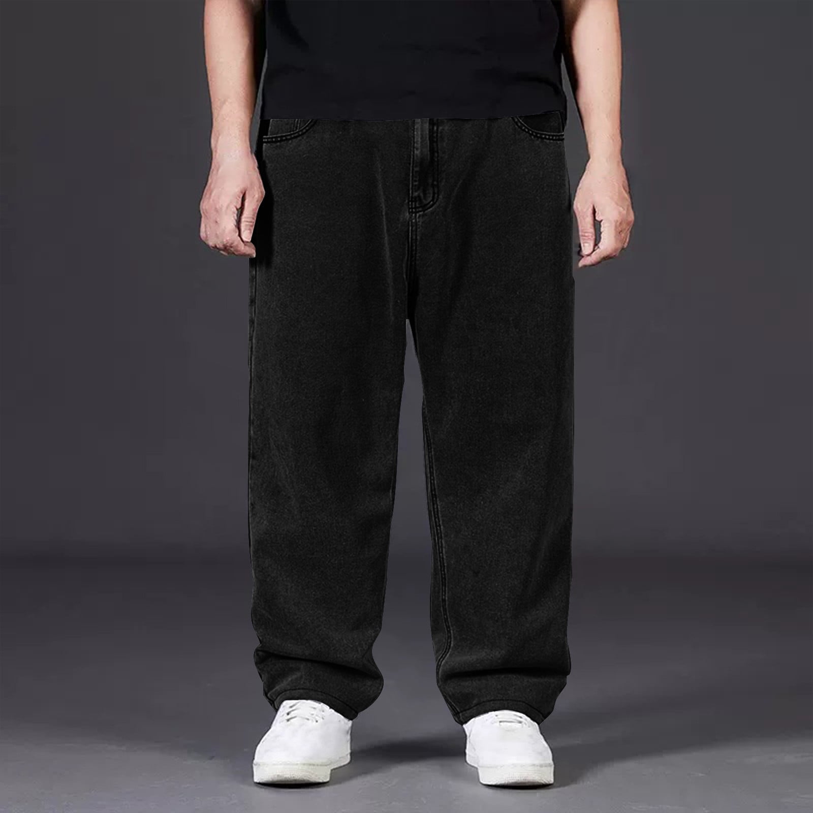 Men's Jeans Trousers Denim Pants Pocket Elastic Waist Straight Leg Plain Comfort Breathable Outdoor