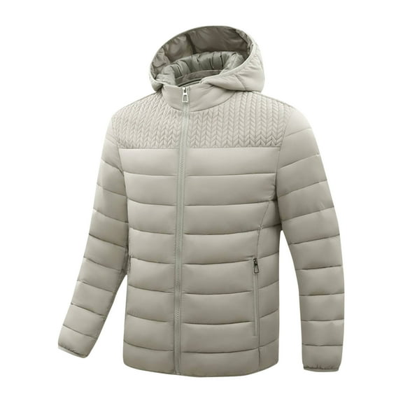 dzxyzu Puffer Jacket for Men Winter Warm Winter Lightweight Coat Water Repellent Windproof Insulated Jacket Casual Thin Sports Windbreaker Long Sleeve Hooded Outwear With Pockets 2024 Winter Saving