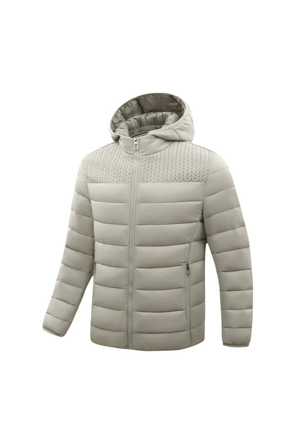 Puffer Jacket for Men Winter Warm Winter Lightweight Coat Water Repellent Windproof Insulated Jacket Casual Thin Sports Windbreaker Long Sleeve Hooded Outwear With Pockets 2024 Winter Saving