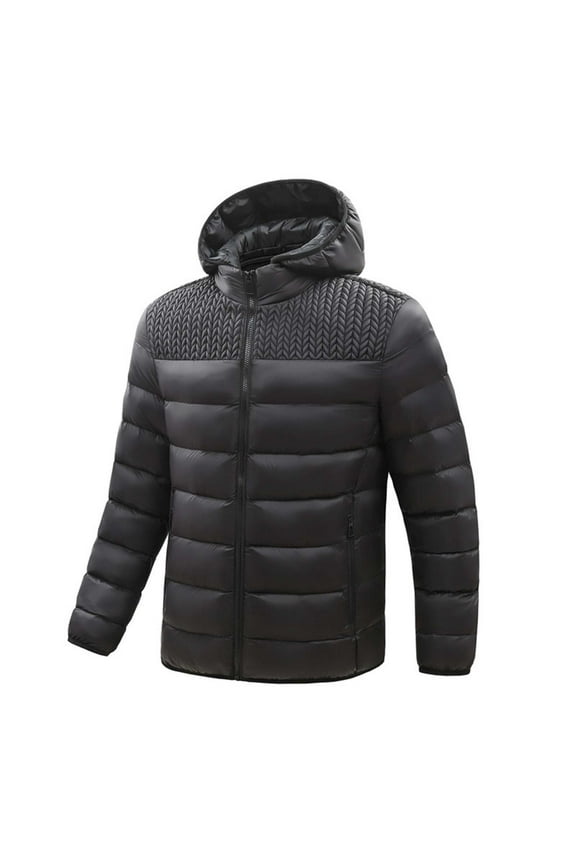 Puffer Jacket for Men Winter Warm Winter Lightweight Coat Water Repellent Windproof Insulated Jacket Casual Thin Sports Windbreaker Long Sleeve Hooded Outwear With Pockets 2024 Winter Saving