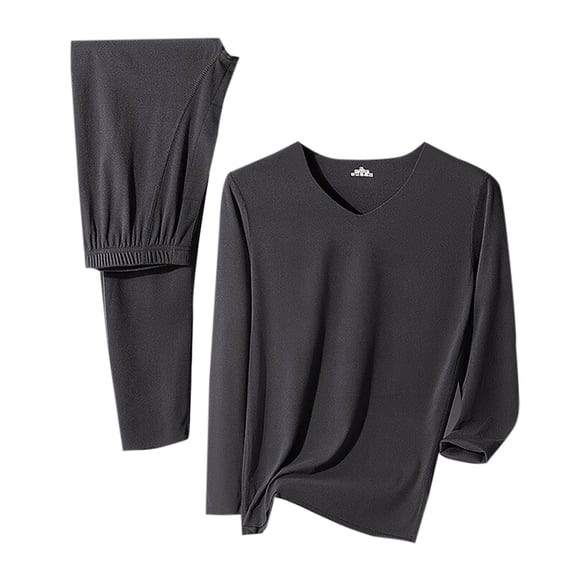 dzxyzu Thermal Underwear for Men Long Johns Set Fleece Lined Ultra Soft Seamless Fall Winter Bottoming Suit Warm Underwear Sanding High Elastic Velvet Base Layers Top & Bottom -Dark Gray