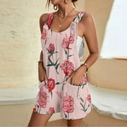 dzxyzu Women's Casual Suspender Printing Shorts Pocket Jumpsuit Shorts Jean Shorts For Teen Girls 90 Degree By Reflex Leggings