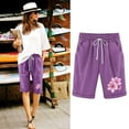 thumbnail image 1 of dzxyzu Women's Elastic Waist Printing Drawstring Shorts Womens Casual Pants Cold Gear Men Leggings Purple, 1 of 3