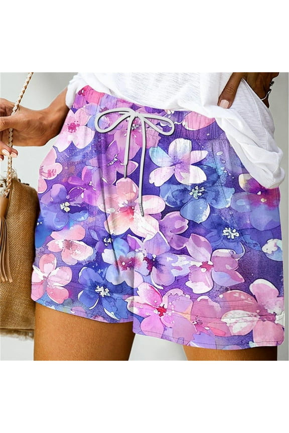 Women's Summer Printed Pocket Bandage Shorts Casual Pants High Compression Women Pants Leather Leggings Multicolor