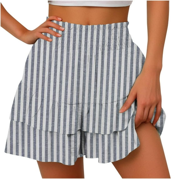 dzxyzu Women's Summer Solid Color High Waisted Shorts With Floral Pleated Hem Casual Shorts Womens Athletic Leggings Scrunch Boys Compression Leggings
