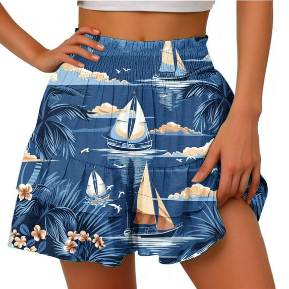 dzxyzu Women's Summer Solid Color High Waisted Shorts With Floral Pleated Hem Casual Shorts Black Workout Leggings Para Mujer Leggings