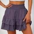 thumbnail image 1 of dzxyzu Women's Summer Solid Color High Waisted Shorts With Floral Pleated Hem Casual Shorts Thermal Leggings For Women Work Pants Women, 1 of 6