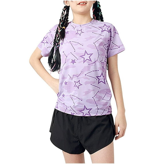 e Children Boy Girl Star Print T Shirts Crew Neck Tops Tee for Kid Short Sleeve Work Out Gym Jogger Quick Dry Summer Fall Shirts 2026 Clothes Trendy Y2K 7 Years