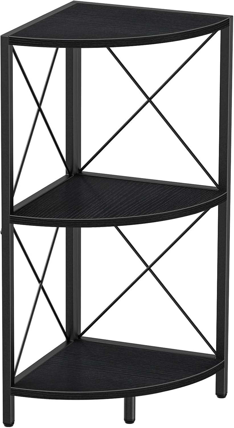 e Corner Shelf with Metal Frame, 3 Tier Corner Storage Organizer ... - Metal Corner Shelf With Display Case