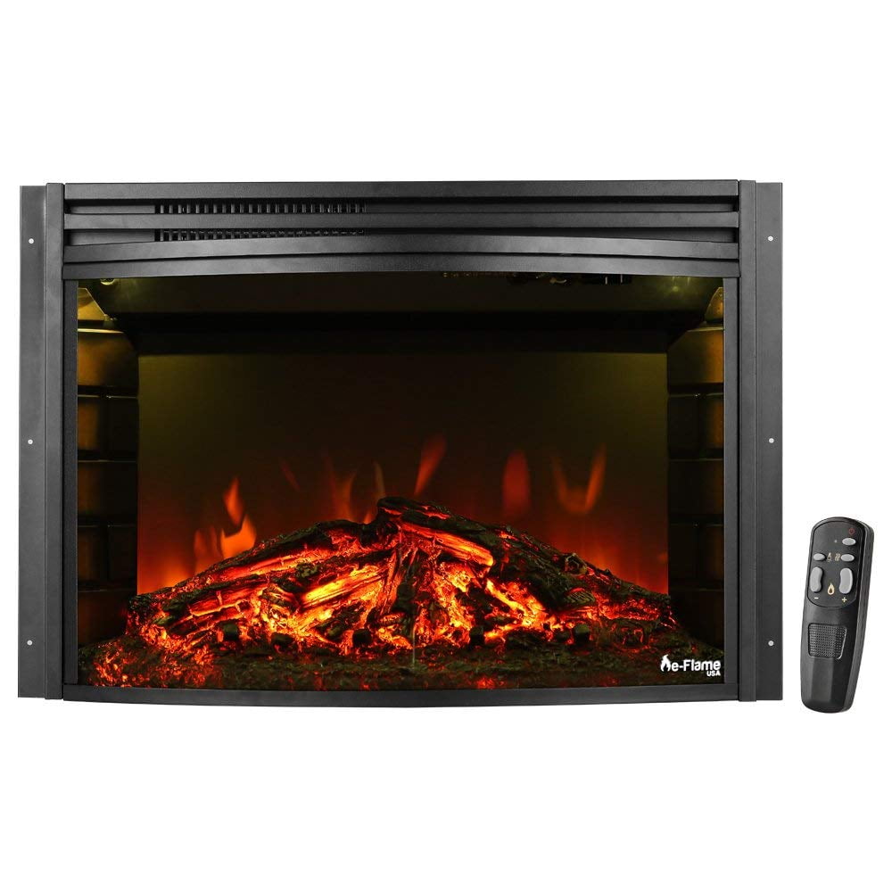 e-Flame USA 26 Curved Electric Fireplace Insert w/Remote Control -  Walmart.com
