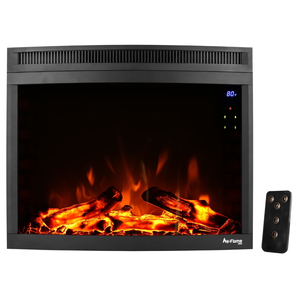 e-Flame USA 28 Curved LED Electric Fireplace Insert w/ Touch Screen and  Remote Control - Walmart.com