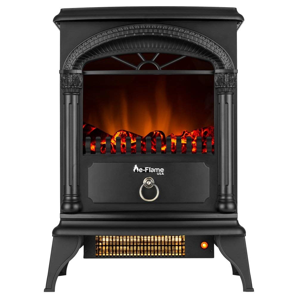eFlame USA Hamilton Free Standing Electric Fireplace Stove Black