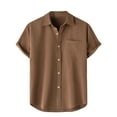 thumbnail image 1 of e Hawaiian Tropical Plain Beach Brunch Tee Shirts for Mens Summer Fall Short Sleeve Turtleneck Rayon Tops Shirt Man Button 2026 Clothes Fashion XXL, 1 of 9