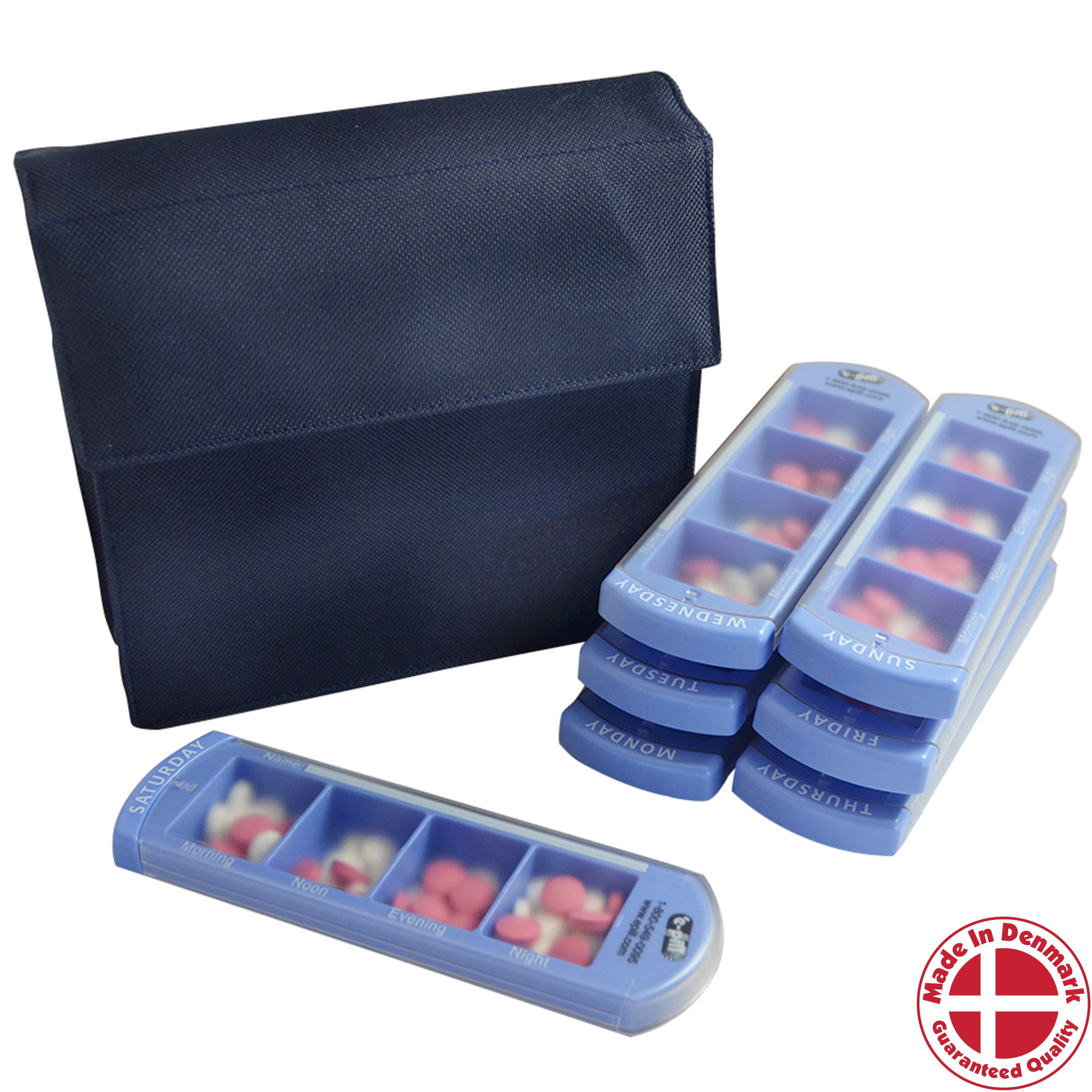 e-Pill 4 Times a Day x 7 Day Large Weekly Pill Organizer - with ...