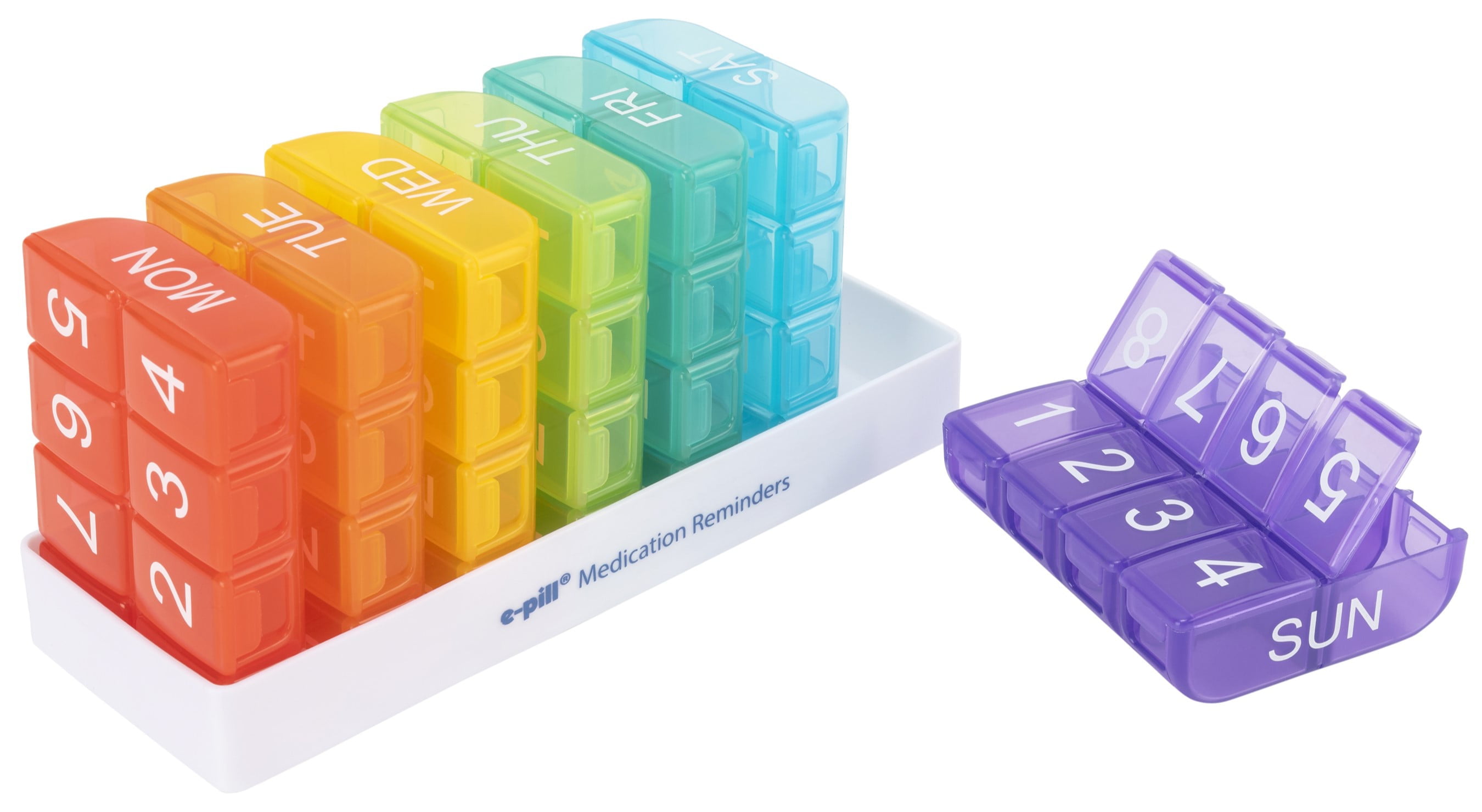 e-Pill 8 Times a Day x 7 Day Large Weekly Pill Organizer - Multicolor