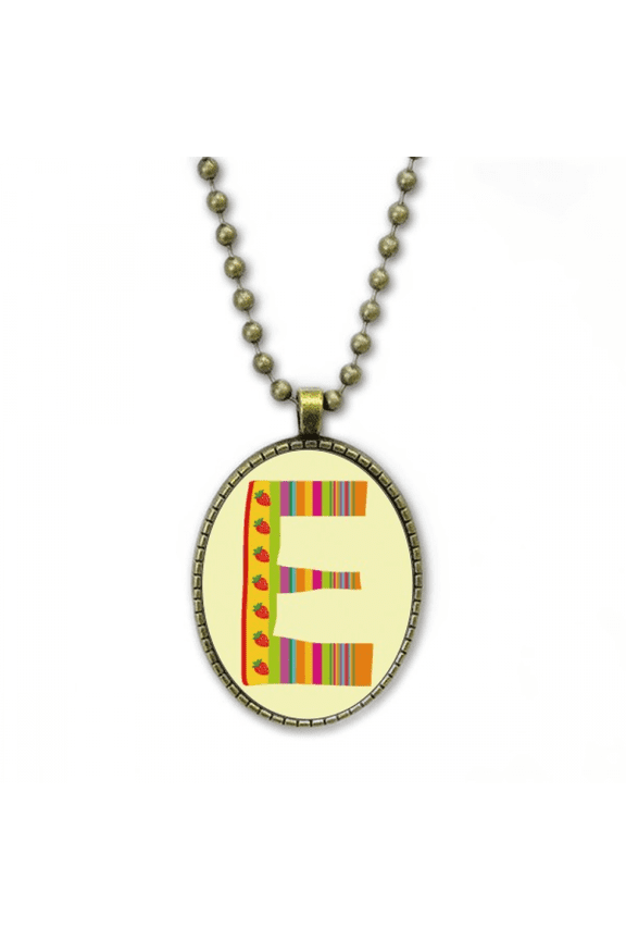 e alphabet strawberry fruit cute pattern necklace vintage chain bead pendant jewelry collection