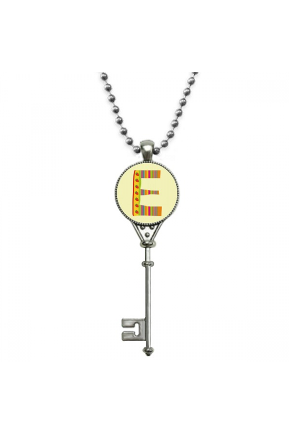 e alphabet strawberry fruit cute pattern pendant vintage necklsilver key jewelry