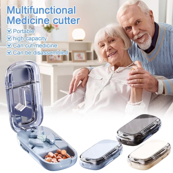 e chu Portable Pill Cutter - 3-Way Splitter for Small and Large Pills with Double Stainless Steel Centering Guide, Easy to Use & Accurate Pill Divider for Vitamins, Medication (1 Pill Cutter)