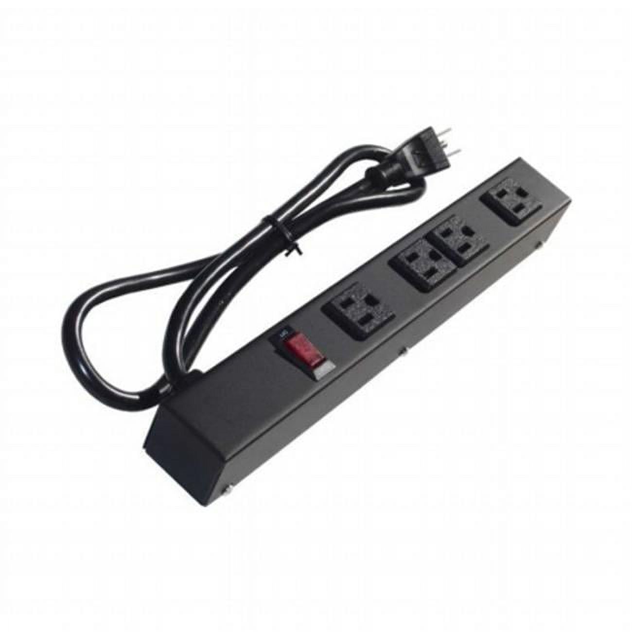 edustry 4 Outlet Metal Power Strip Black 1 ft.