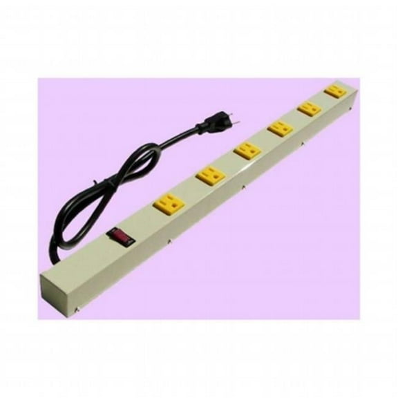 e-dustry 6 Outlet Metal Power Strip - Beige - 24 in.