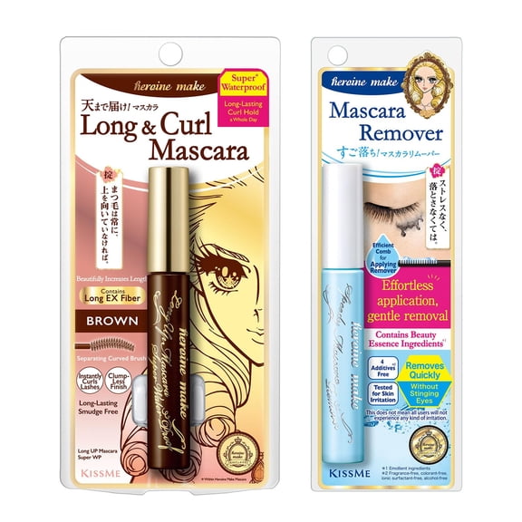 Heroine Make Long UP Mascara Super WP #02 Brown and Speedy Mascara Remover Set (Japan Version)