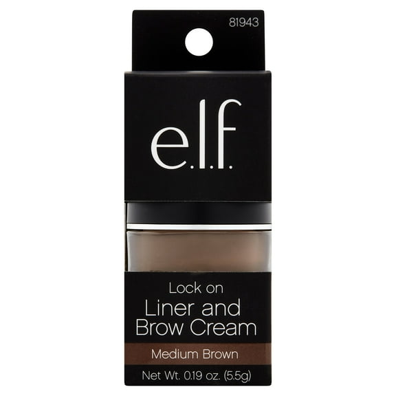 e.l.f. Lock on Liner and Brow Cream, Medium Brown, 0.19 oz