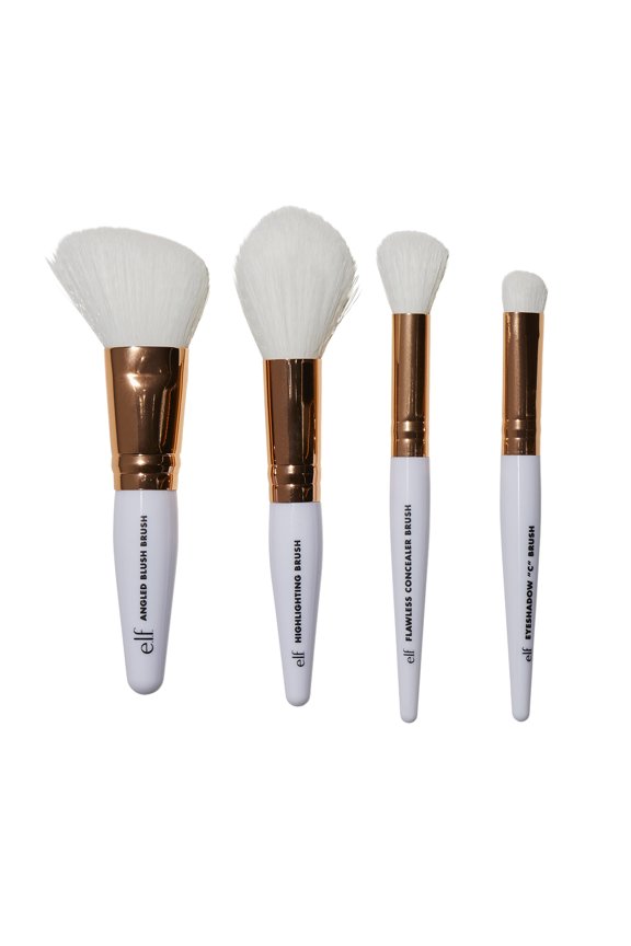 e.l.f. Rose Gold Travel Brush Kit, 4pc Travel-Size Set
